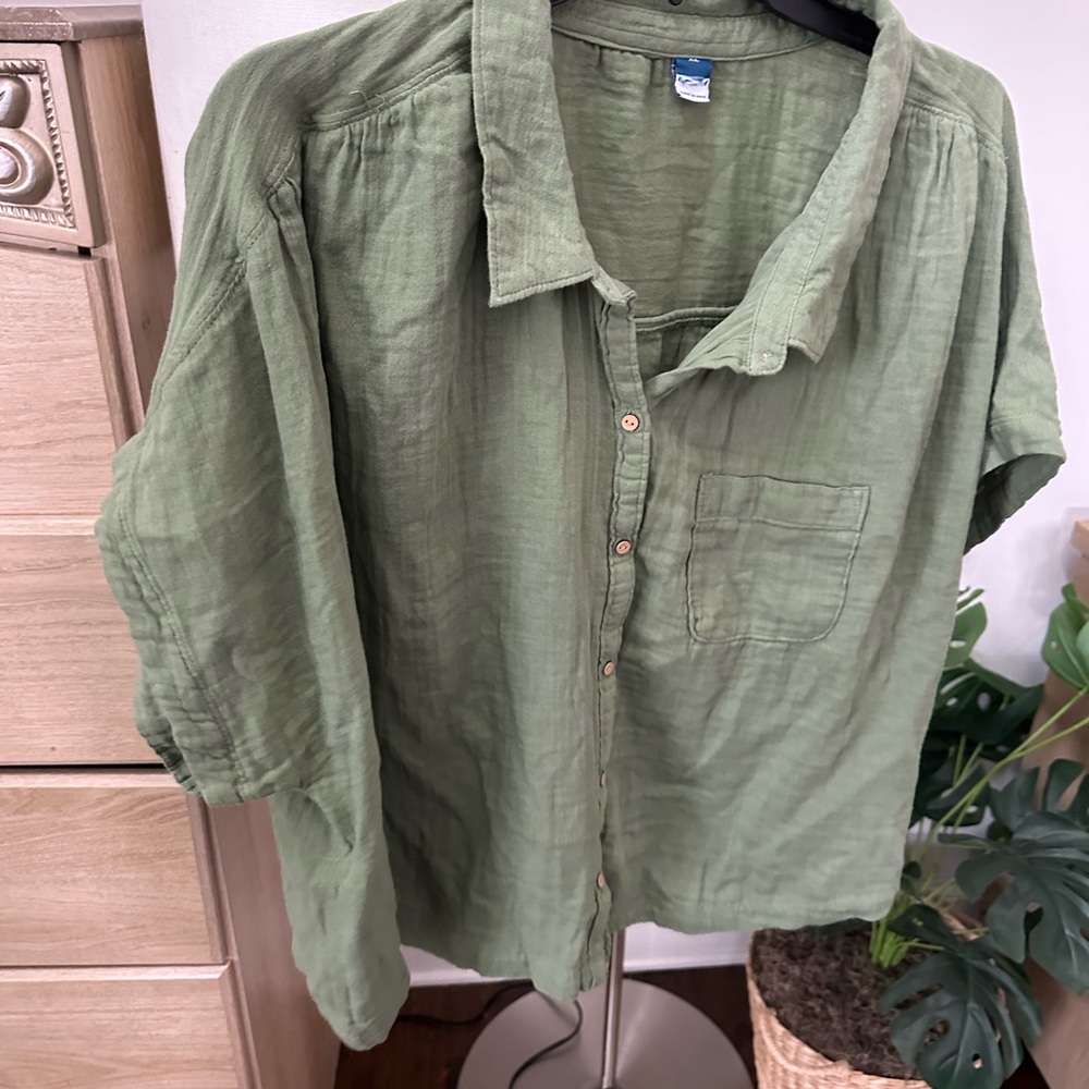Old navy women’s cropped shirt gauze NWOT cotton - Picture 10 of 11